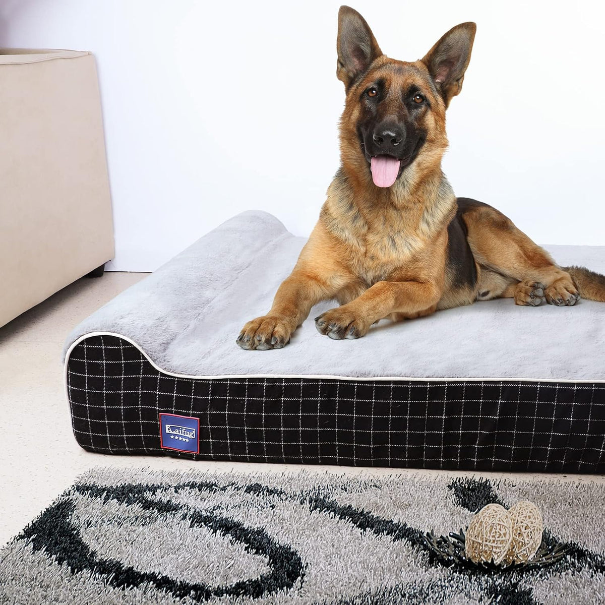 Orthopedic Dog Bed, Slate Grey 50''x36''x10'', Memory Foam