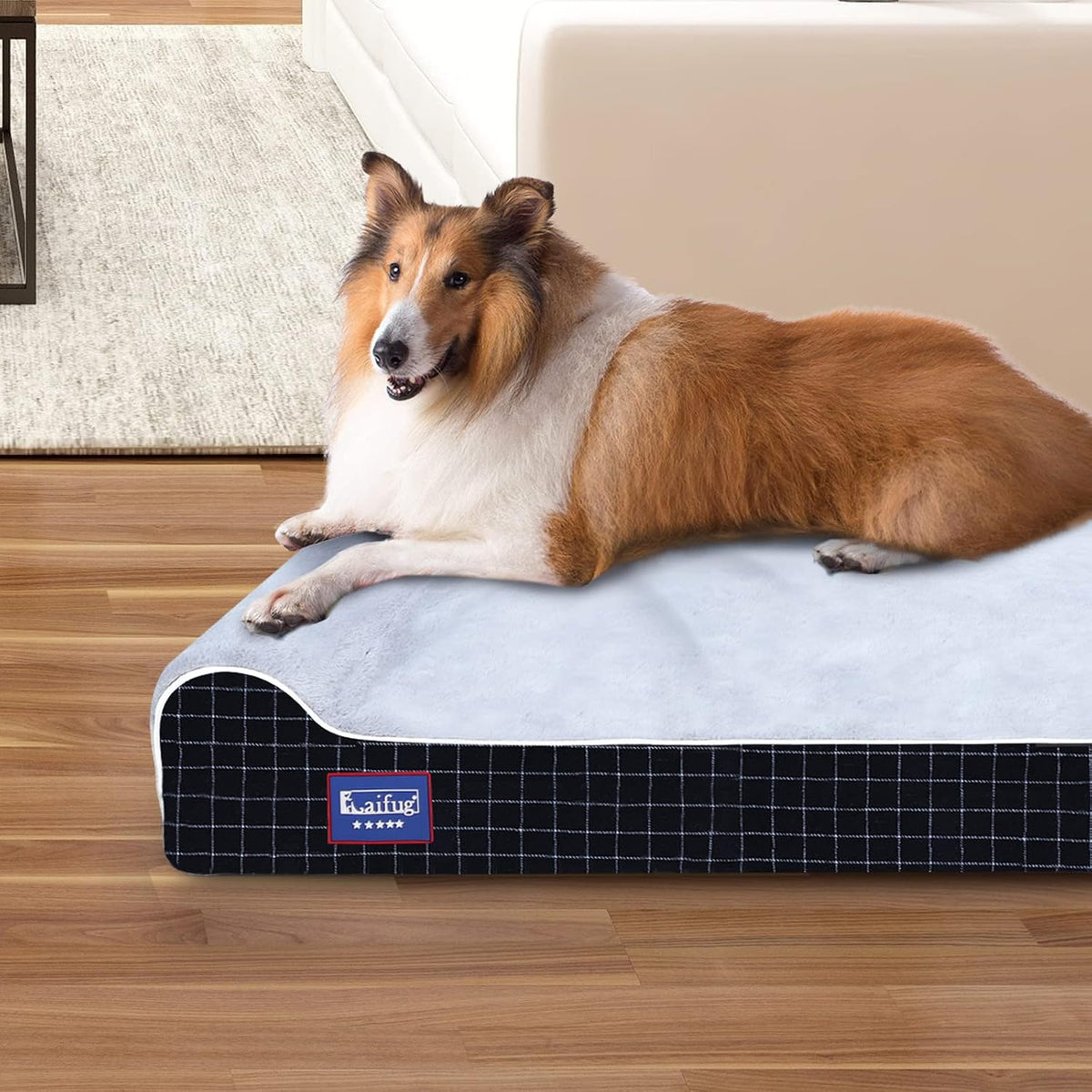 Orthopedic Dog Bed, Slate Grey 50''x36''x10'', Memory Foam