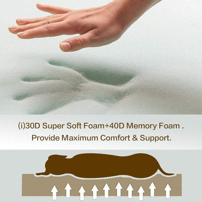 Orthopedic Dog Bed, Slate Grey 50''x36''x10'', Memory Foam