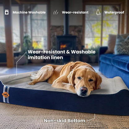 Orthopedic Dog Bed, Slate Grey 50''x36''x10'', Memory Foam