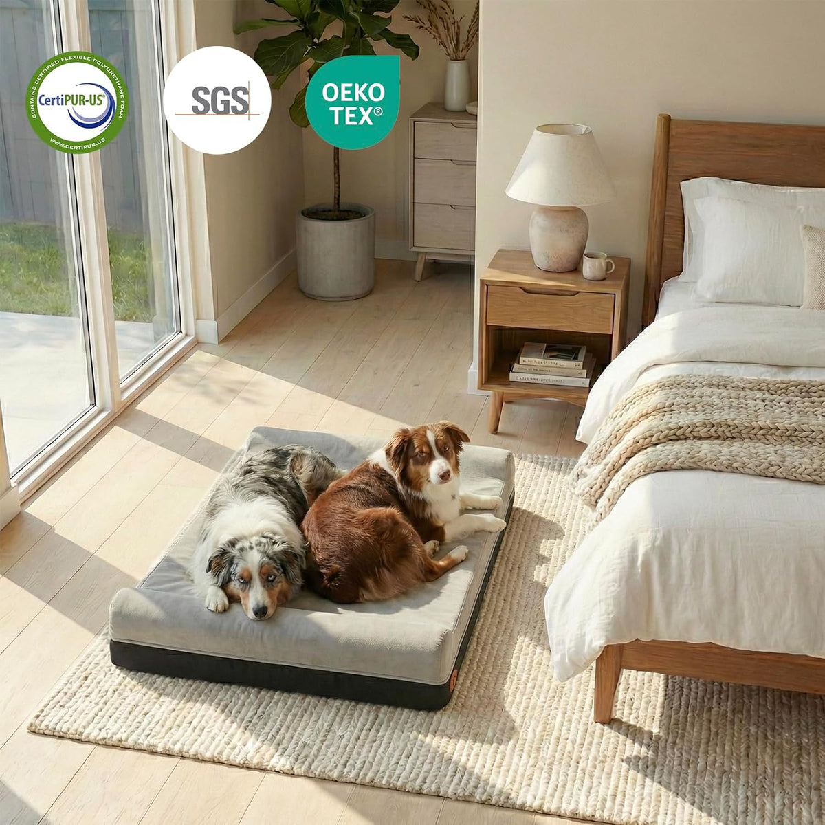 Orthopedic Dog Bed, Slate Grey 50''x36''x10'', Memory Foam