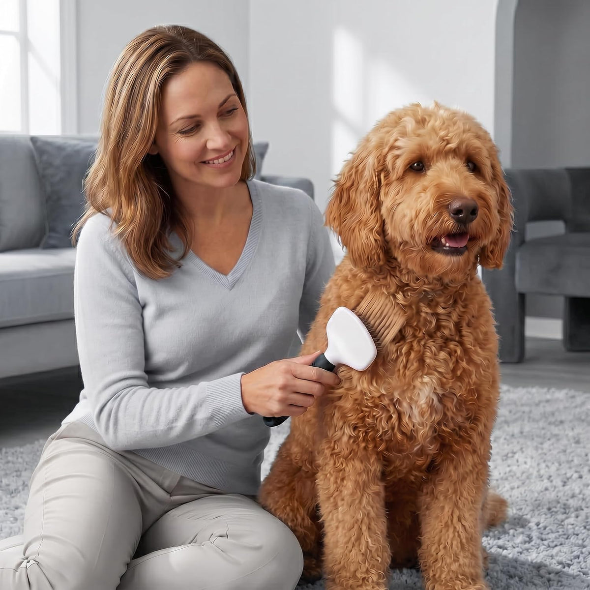 Poodle Pet Slicker Brush - For Dogs, Cats, Rabbits - Matted/Loose Fur, Knots - Suitable for Doodle/Goldendoodle Grooming and Shredding Short/Long Hair