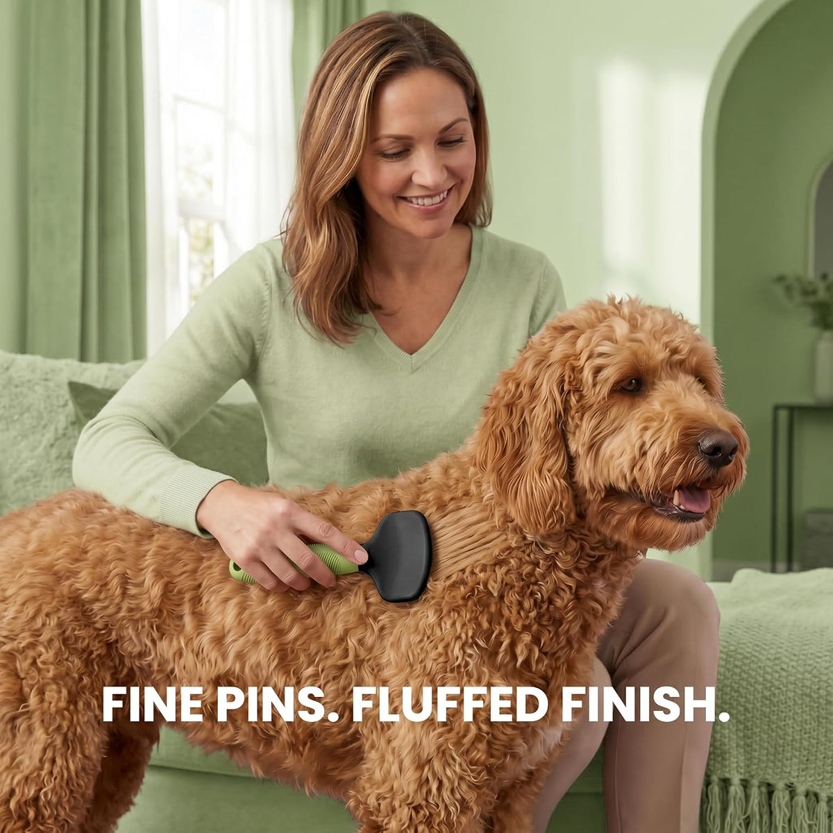 Poodle Pet Slicker Brush - For Dogs, Cats, Rabbits - Matted/Loose Fur, Knots - Suitable for Doodle/Goldendoodle Grooming and Shredding Short/Long Hair