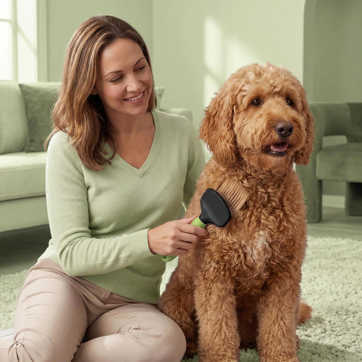 Poodle Pet Slicker Brush - For Dogs, Cats, Rabbits - Matted/Loose Fur, Knots - Suitable for Doodle/Goldendoodle Grooming and Shredding Short/Long Hair