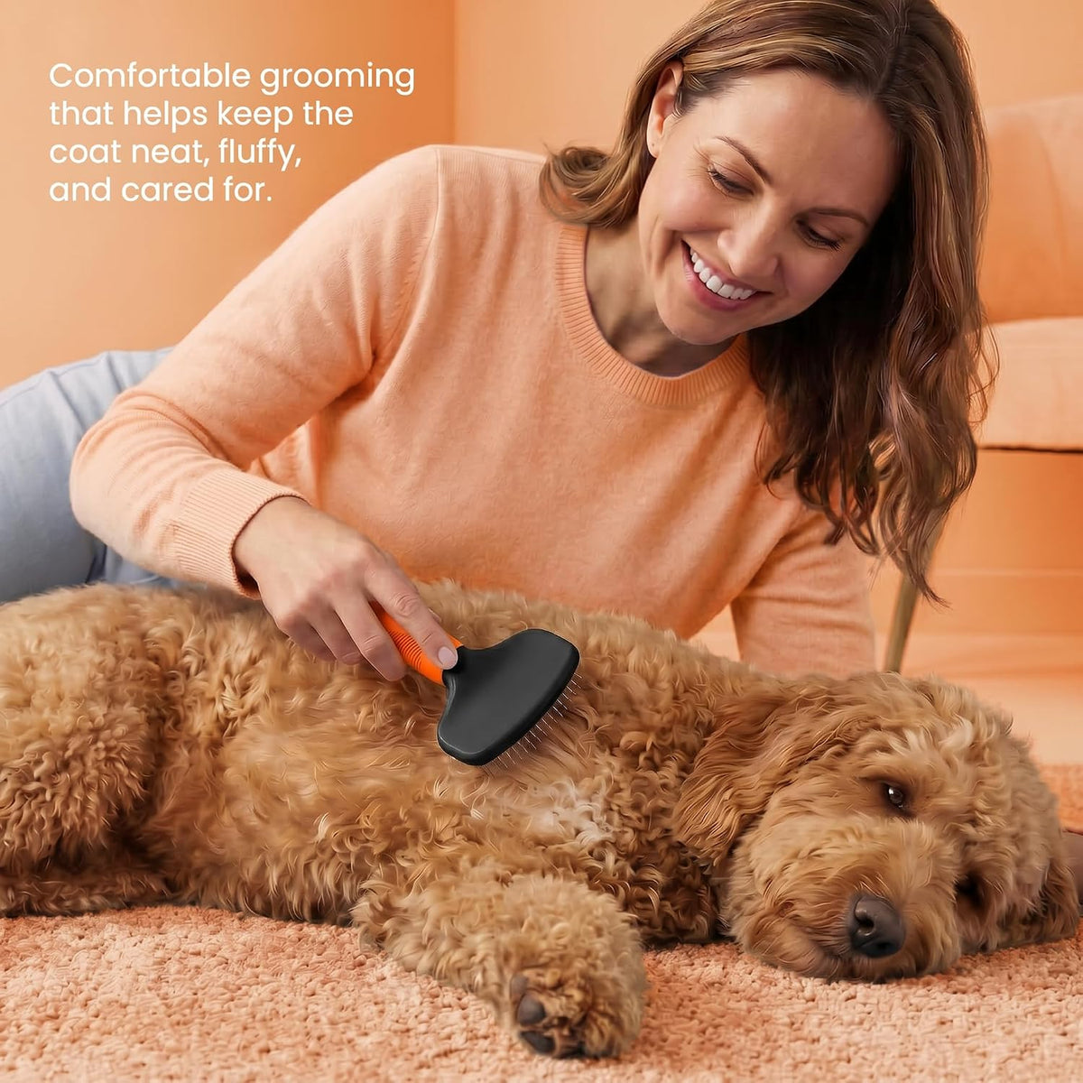 Poodle Pet Slicker Brush - For Dogs, Cats, Rabbits - Matted/Loose Fur, Knots - Suitable for Doodle/Goldendoodle Grooming and Shredding Short/Long Hair