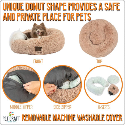 Pet Craft Supply Ultra Plush Calming Anti-Anxiety Pet Bed - Includes Super Soft Comfort Blanket - Great Medium Dog, Puppy and Cat Bed