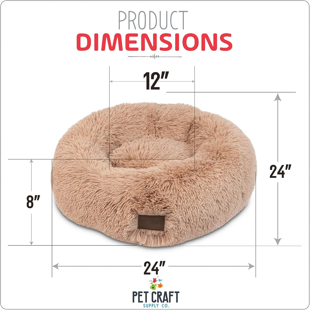 Pet Craft Supply Ultra Plush Calming Anti-Anxiety Pet Bed - Includes Super Soft Comfort Blanket - Great Medium Dog, Puppy and Cat Bed