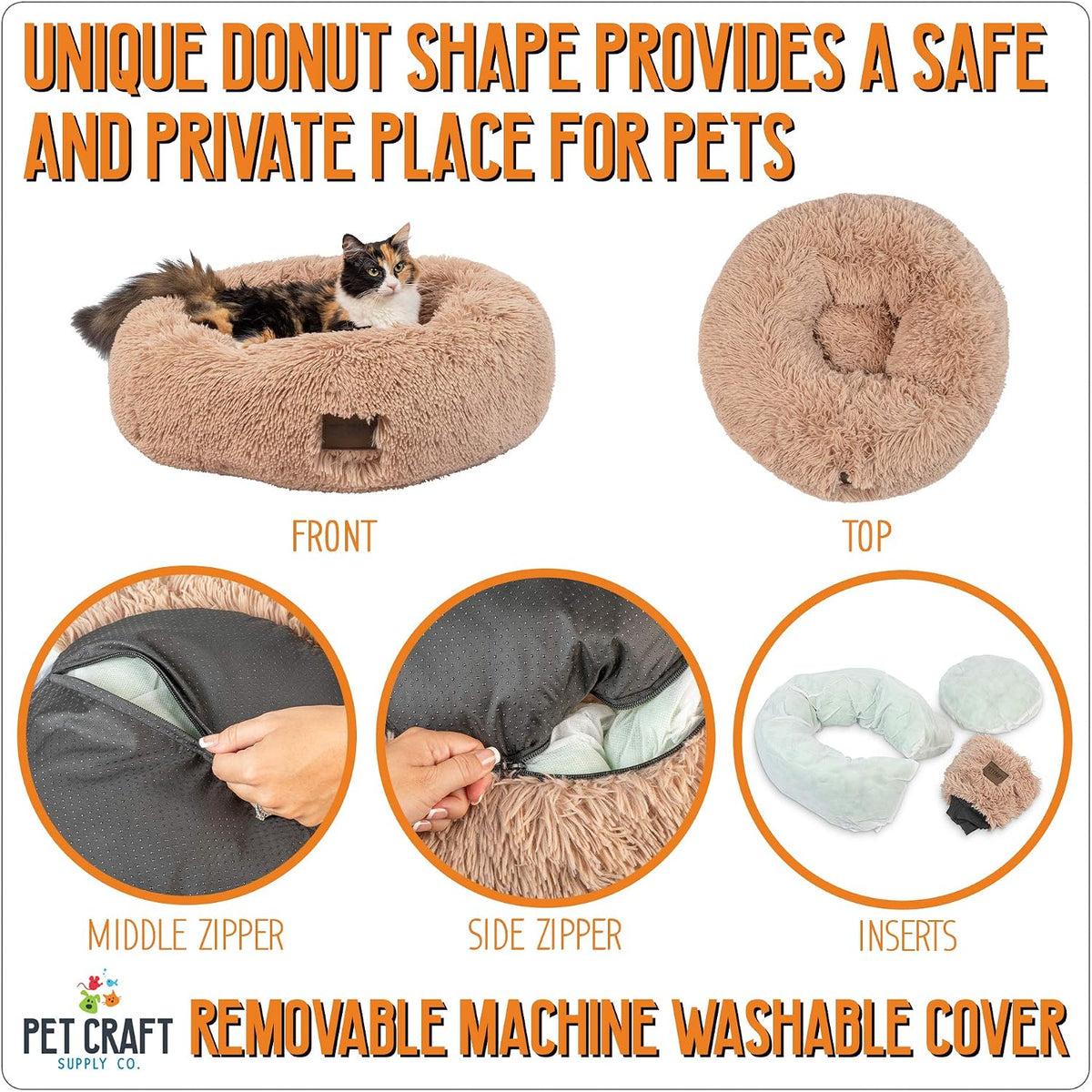 Pet Craft Supply Ultra Plush Calming Anti-Anxiety Pet Bed - Includes Super Soft Comfort Blanket - Great Medium Dog, Puppy and Cat Bed