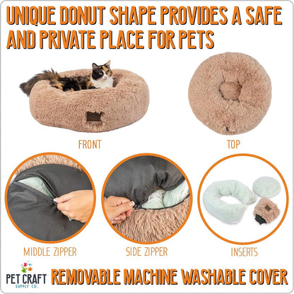 Pet Craft Supply Ultra Plush Calming Anti-Anxiety Pet Bed - Includes Super Soft Comfort Blanket - Great Medium Dog, Puppy and Cat Bed