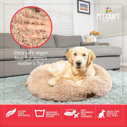 Pet Craft Supply Ultra Plush Calming Anti-Anxiety Pet Bed - Includes Super Soft Comfort Blanket - Great Medium Dog, Puppy and Cat Bed
