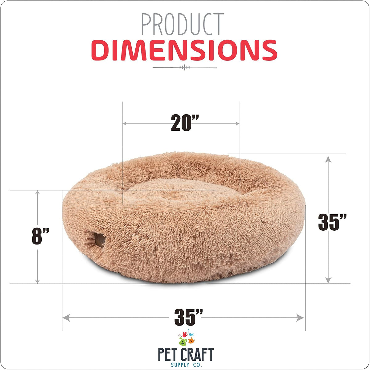 Pet Craft Supply Ultra Plush Calming Anti-Anxiety Pet Bed - Includes Super Soft Comfort Blanket - Great Medium Dog, Puppy and Cat Bed