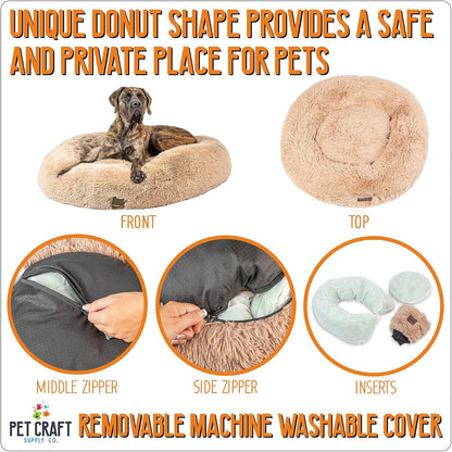 Pet Craft Supply Ultra Plush Calming Anti-Anxiety Pet Bed - Includes Super Soft Comfort Blanket - Great Medium Dog, Puppy and Cat Bed