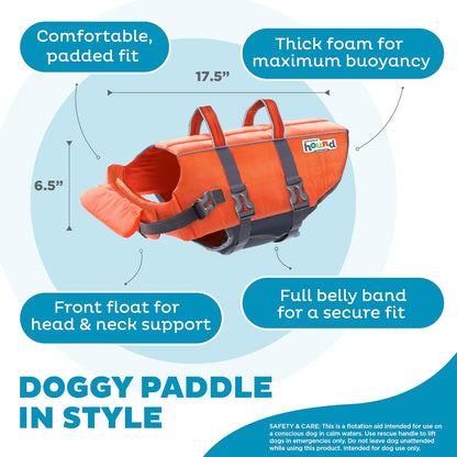 Granby Splash Dog Life Jacket, Life Vest, Orange, Large