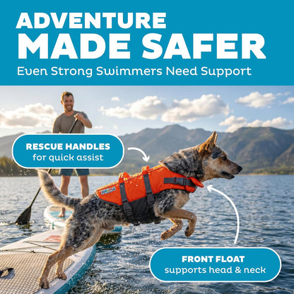 Granby Splash Dog Life Jacket, Life Vest, Orange, Large