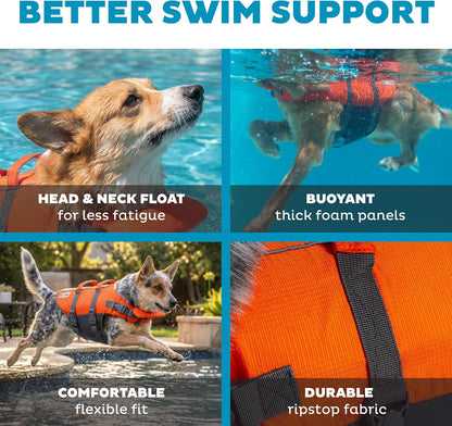 Granby Splash Dog Life Jacket, Life Vest, Orange, Large