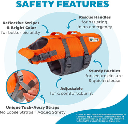 Granby Splash Dog Life Jacket, Life Vest, Orange, Large