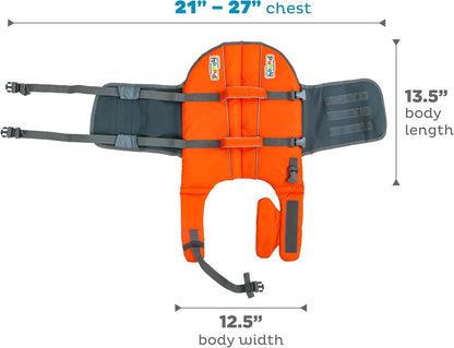 Granby Splash Dog Life Jacket, Life Vest, Orange, Large