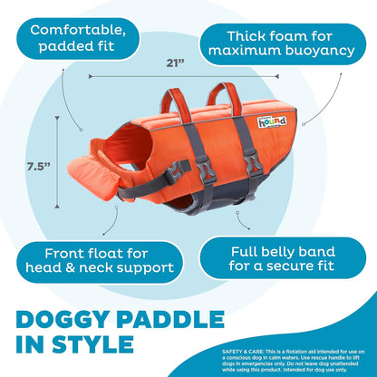 Granby Splash Dog Life Jacket, Life Vest, Orange, Large