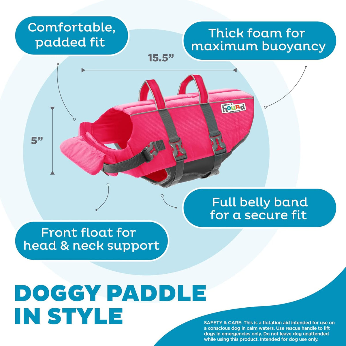 Granby Splash Dog Life Jacket, Life Vest, Orange, Large