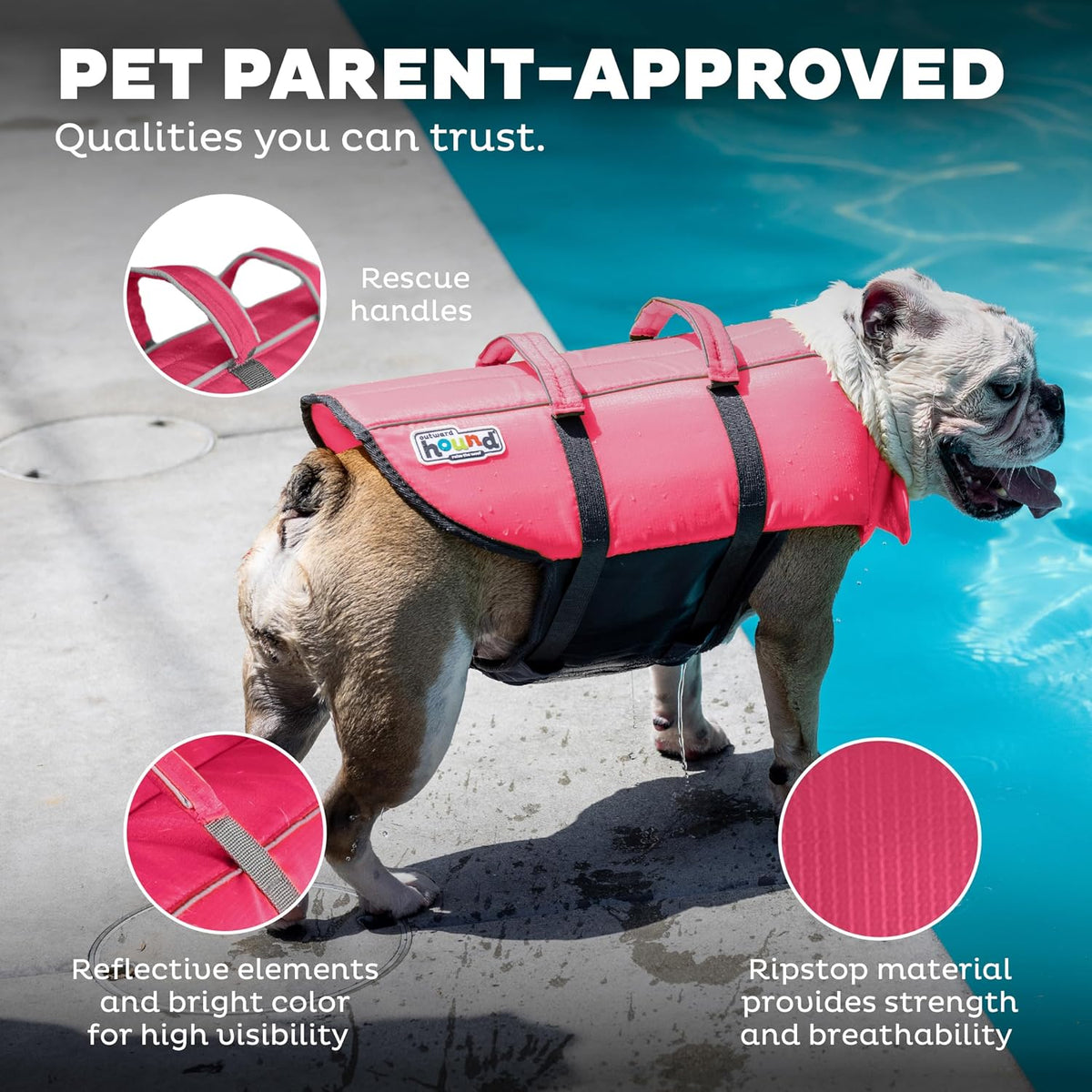 Granby Splash Dog Life Jacket, Life Vest, Orange, Large