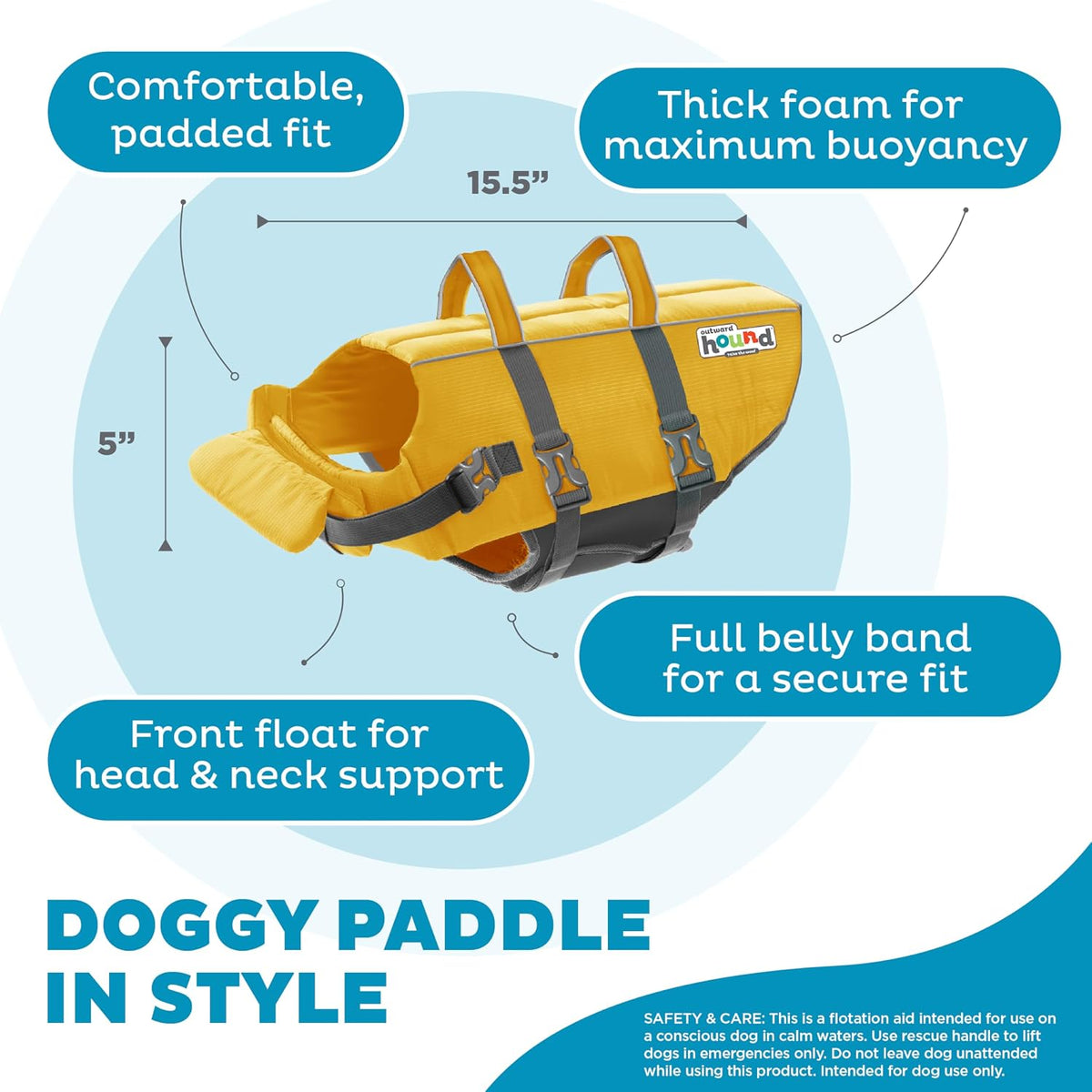 Granby Splash Dog Life Jacket, Life Vest, Orange, Large