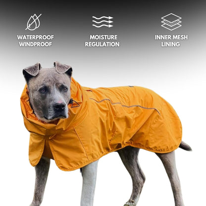 Dog Raincoat - Waterproof Rain Jacket w/Hood, Full Coverage