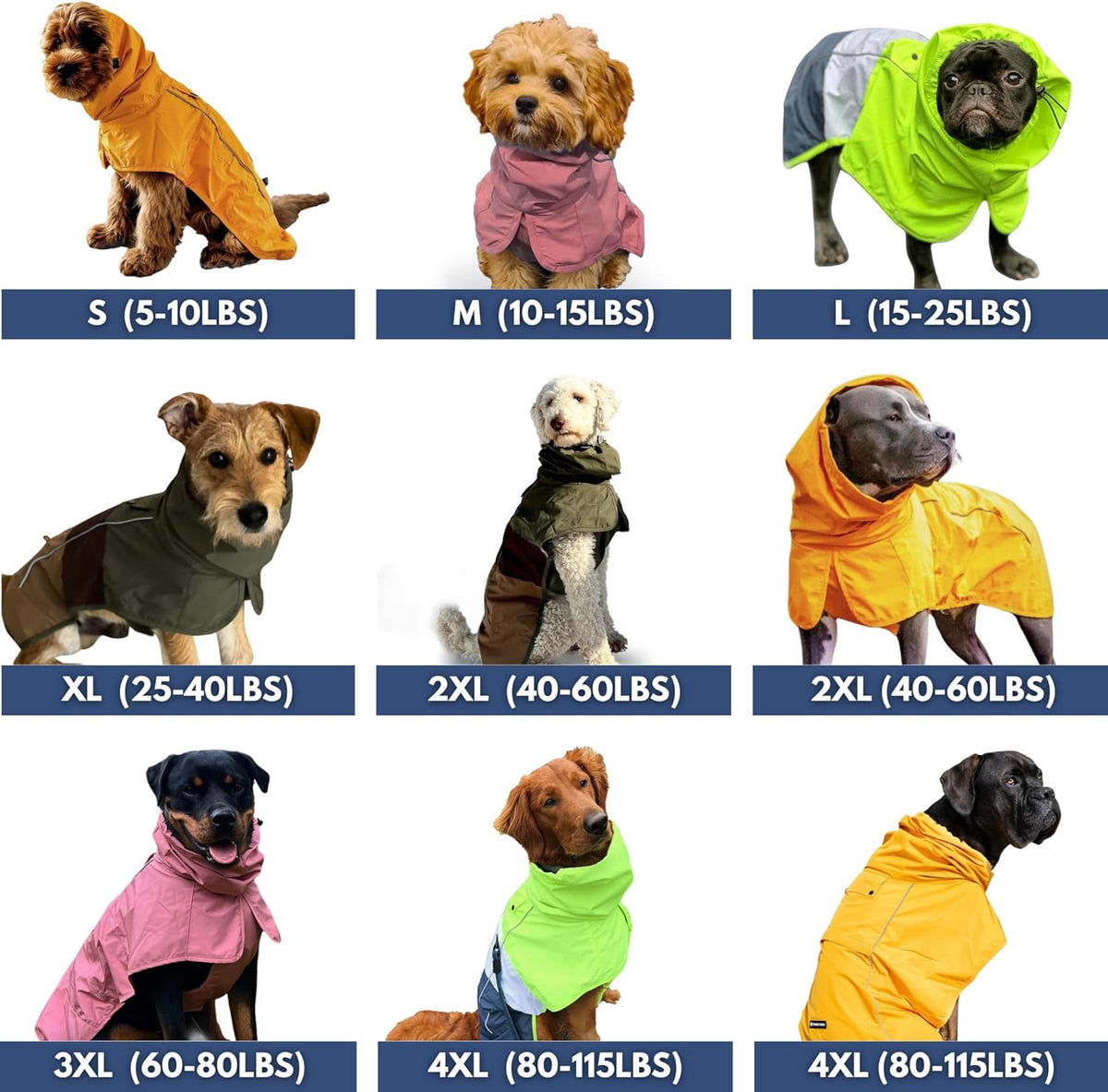 Dog Raincoat - Waterproof Rain Jacket w/Hood, Full Coverage