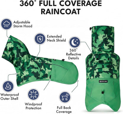 Dog Raincoat - Waterproof Rain Jacket w/Hood, Full Coverage