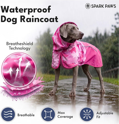 Dog Raincoat - Waterproof Rain Jacket w/Hood, Full Coverage