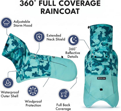 Dog Raincoat - Waterproof Rain Jacket w/Hood, Full Coverage