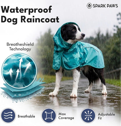Dog Raincoat - Waterproof Rain Jacket w/Hood, Full Coverage
