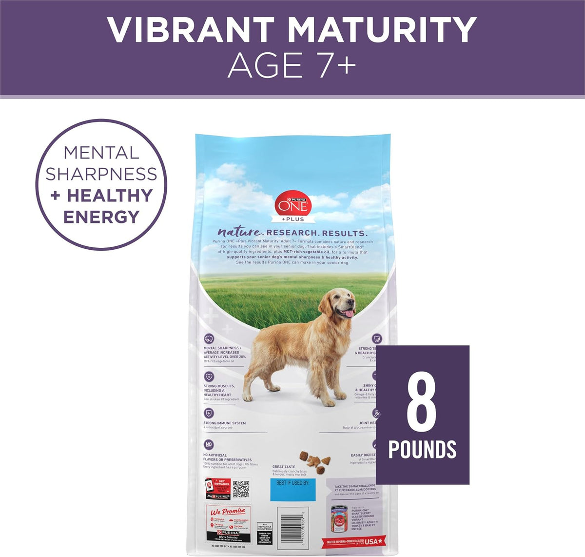 Plus Senior Dry Dog Food, Adult 7+, 8 lb Bag