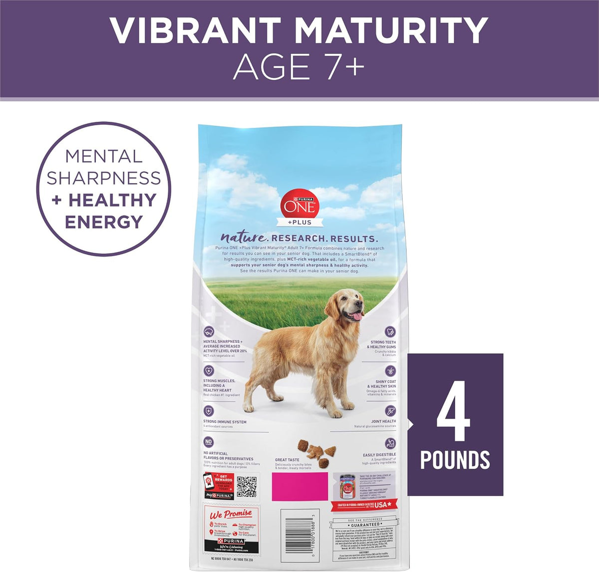Plus Senior Dry Dog Food, Adult 7+, 8 lb Bag