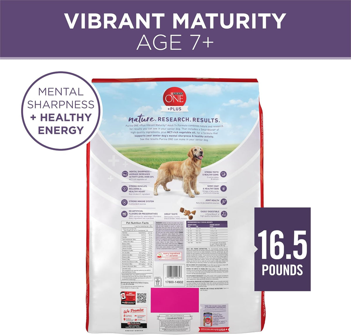 Plus Senior Dry Dog Food, Adult 7+, 8 lb Bag