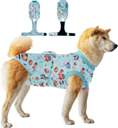 Dog Surgery Recovery Suit Female Spay Male Neuter,Lick Sleeve for Dogs Rear Leg,Breathable Dog Recovery Suit for Dogs After Surgery for Medium Large Dogs (Grey, L(Chest Girth 24.4", Back 15.7"))