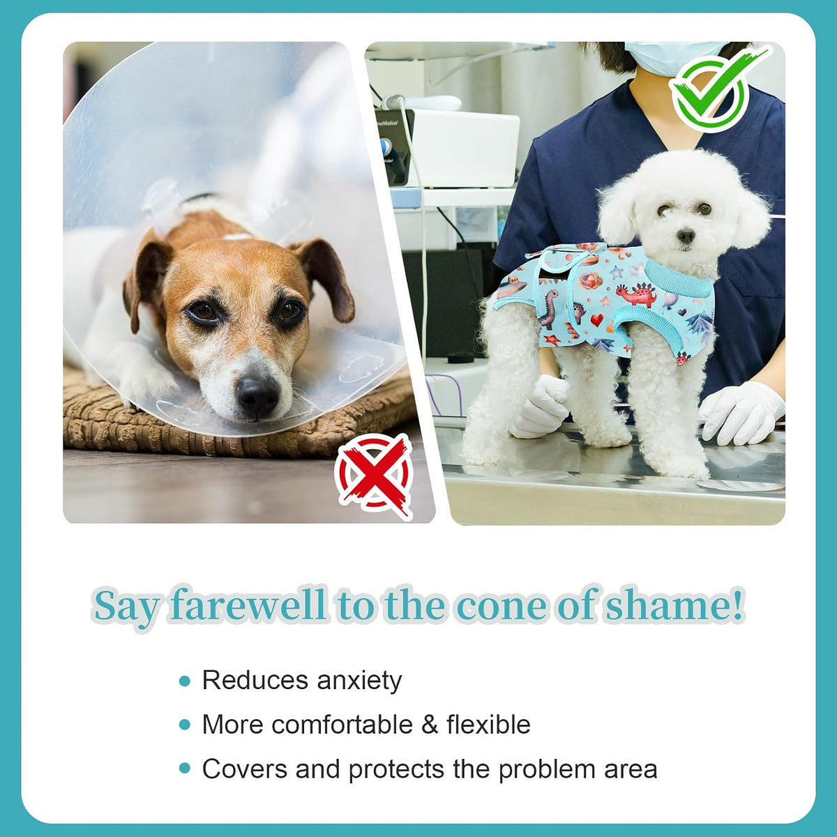 Dog Surgery Recovery Suit Female Spay Male Neuter,Lick Sleeve for Dogs Rear Leg,Breathable Dog Recovery Suit for Dogs After Surgery for Medium Large Dogs (Grey, L(Chest Girth 24.4", Back 15.7"))