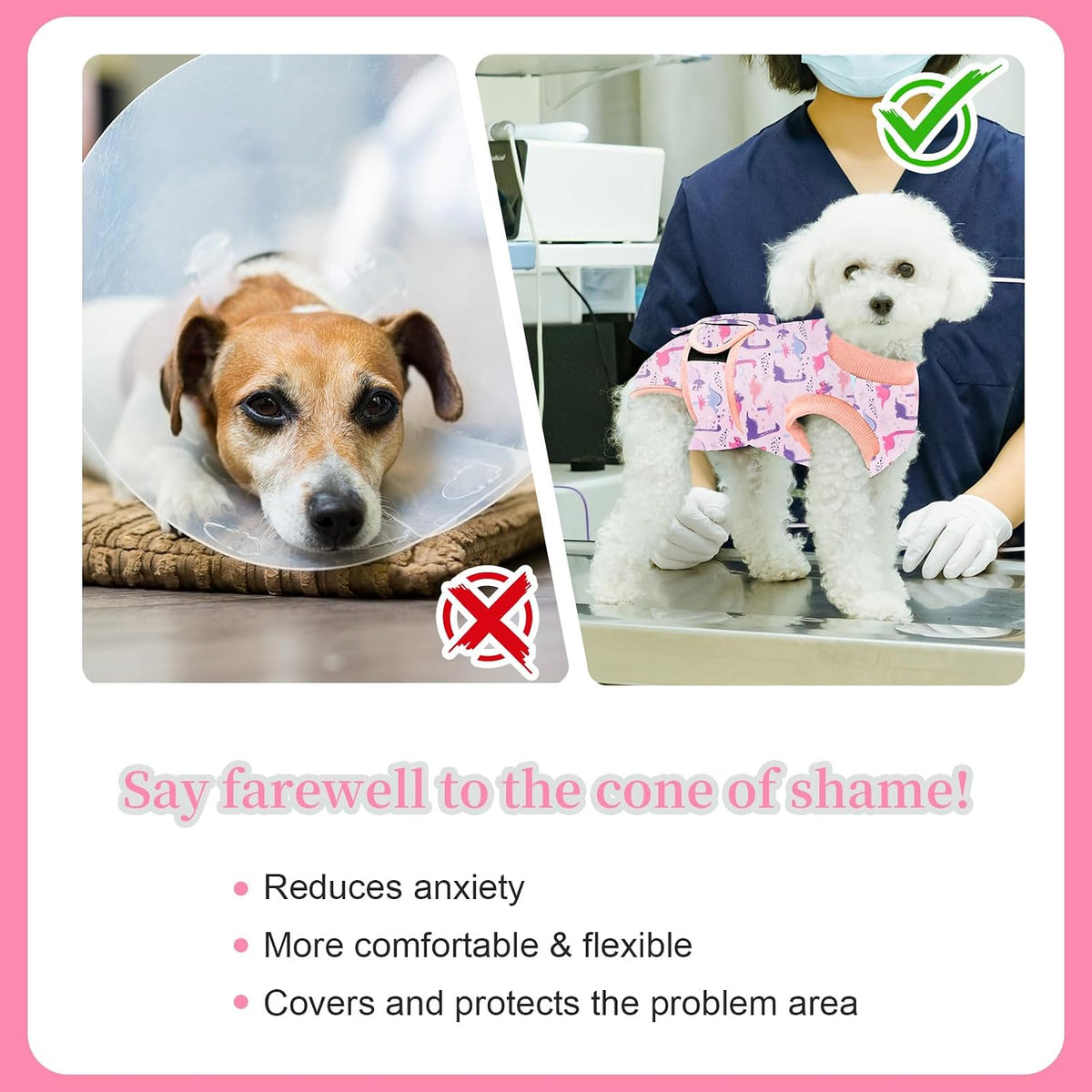 Dog Surgery Recovery Suit Female Spay Male Neuter,Lick Sleeve for Dogs Rear Leg,Breathable Dog Recovery Suit for Dogs After Surgery for Medium Large Dogs (Grey, L(Chest Girth 24.4", Back 15.7"))