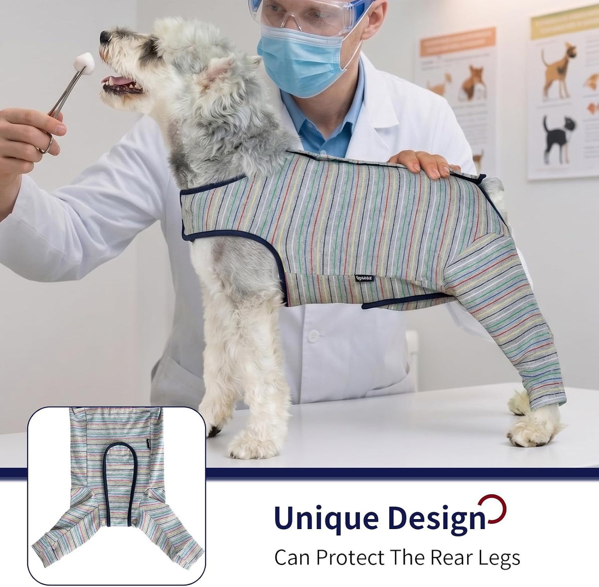 Dog Surgery Recovery Suit Female Spay Male Neuter,Lick Sleeve for Dogs Rear Leg,Breathable Dog Recovery Suit for Dogs After Surgery for Medium Large Dogs (Grey, L(Chest Girth 24.4", Back 15.7"))