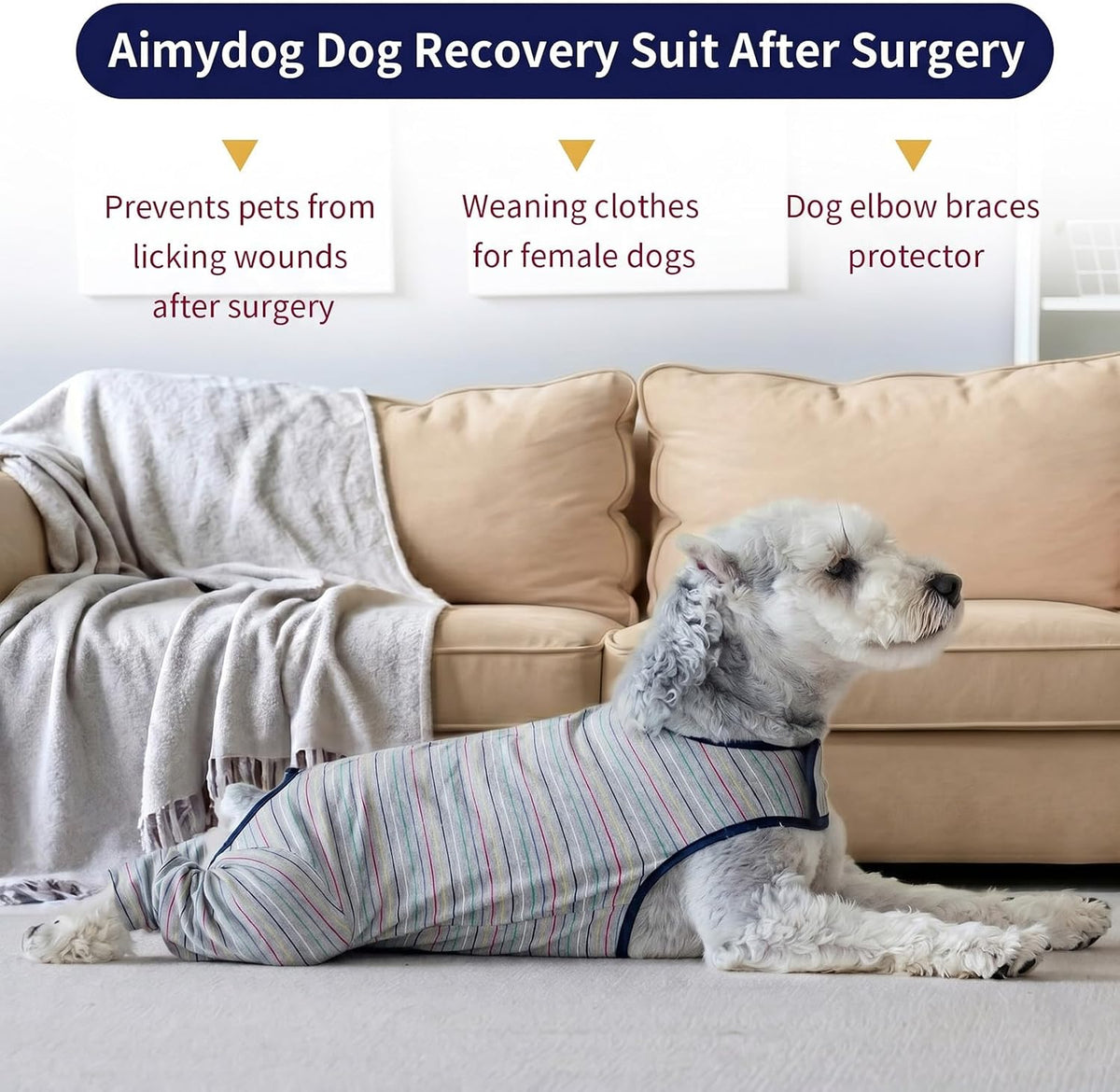 Dog Surgery Recovery Suit Female Spay Male Neuter,Lick Sleeve for Dogs Rear Leg,Breathable Dog Recovery Suit for Dogs After Surgery for Medium Large Dogs (Grey, L(Chest Girth 24.4", Back 15.7"))