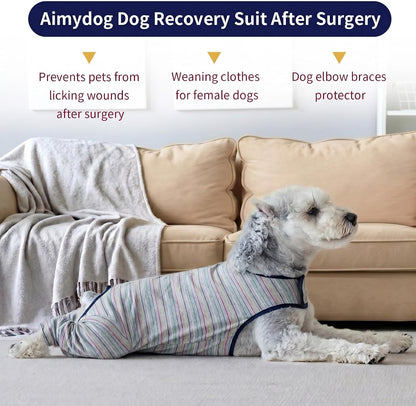 Dog Surgery Recovery Suit Female Spay Male Neuter,Lick Sleeve for Dogs Rear Leg,Breathable Dog Recovery Suit for Dogs After Surgery for Medium Large Dogs (Grey, L(Chest Girth 24.4", Back 15.7"))