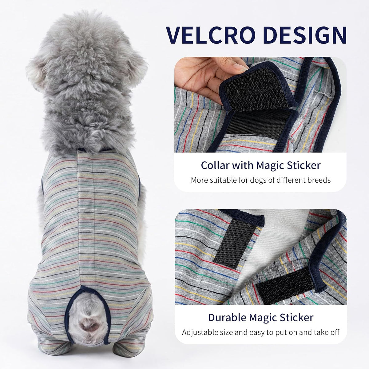 Dog Surgery Recovery Suit Female Spay Male Neuter,Lick Sleeve for Dogs Rear Leg,Breathable Dog Recovery Suit for Dogs After Surgery for Medium Large Dogs (Grey, L(Chest Girth 24.4", Back 15.7"))