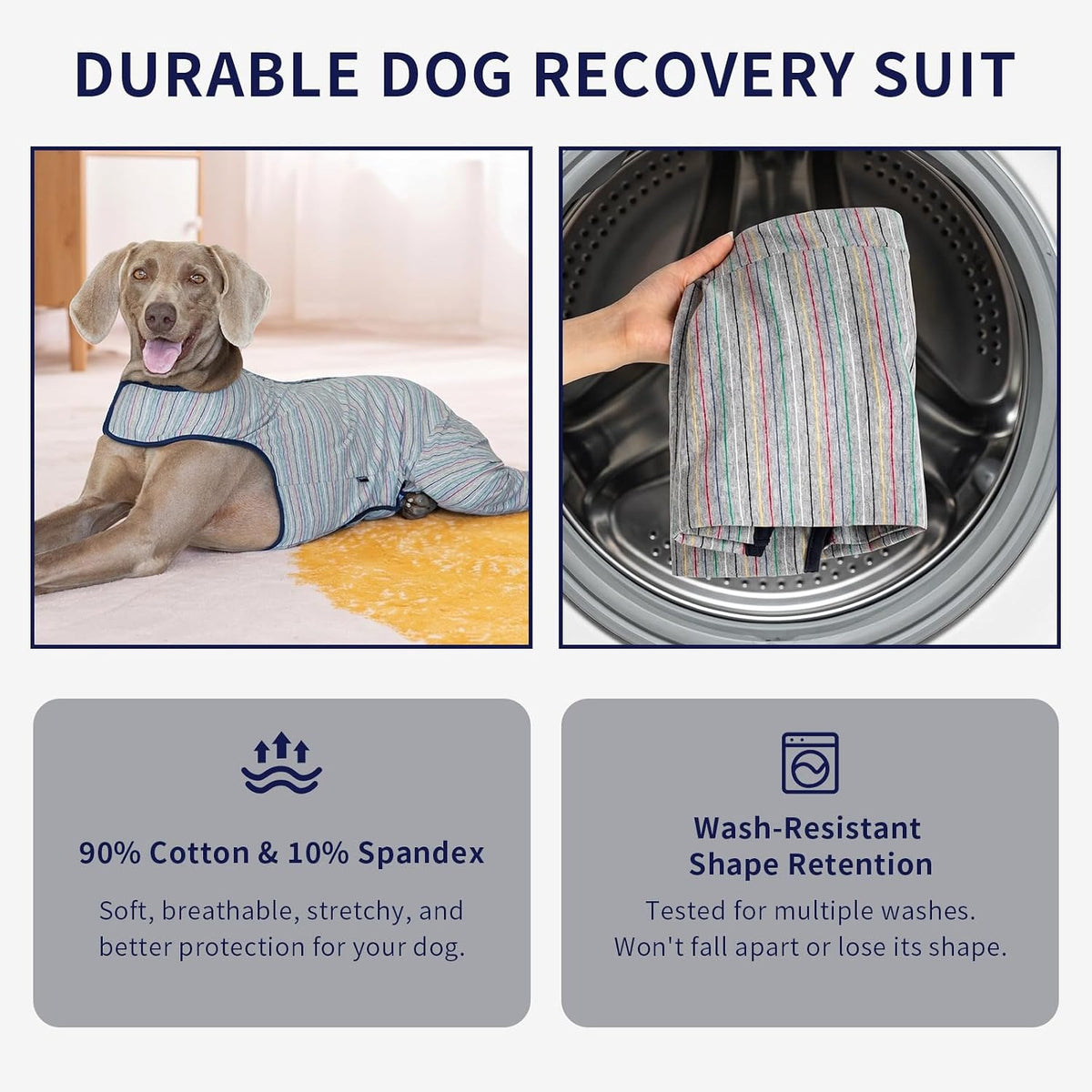 Dog Surgery Recovery Suit Female Spay Male Neuter,Lick Sleeve for Dogs Rear Leg,Breathable Dog Recovery Suit for Dogs After Surgery for Medium Large Dogs (Grey, L(Chest Girth 24.4", Back 15.7"))