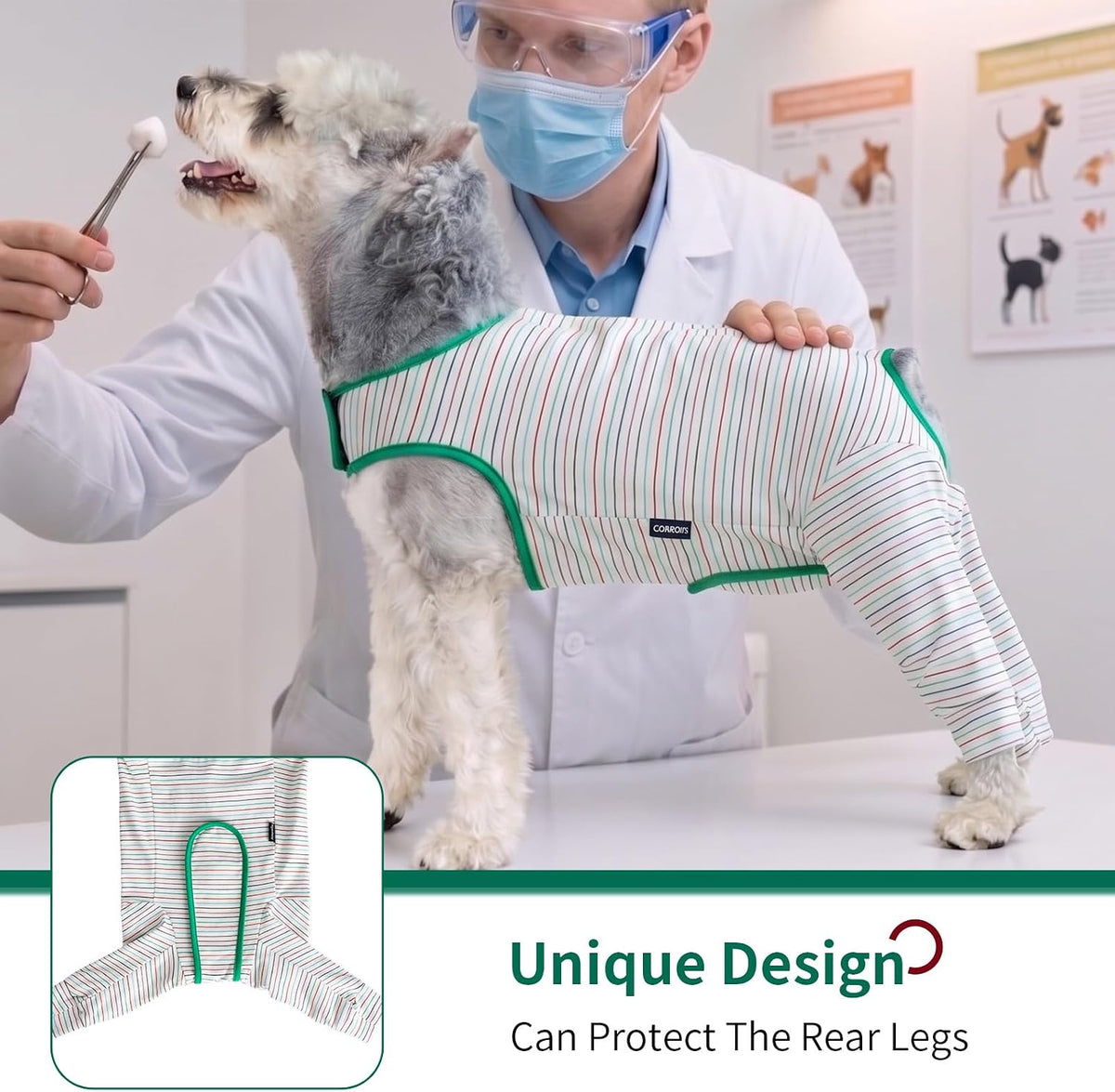 Dog Surgery Recovery Suit Female Spay Male Neuter,Lick Sleeve for Dogs Rear Leg,Breathable Dog Recovery Suit for Dogs After Surgery for Medium Large Dogs (Grey, L(Chest Girth 24.4", Back 15.7"))