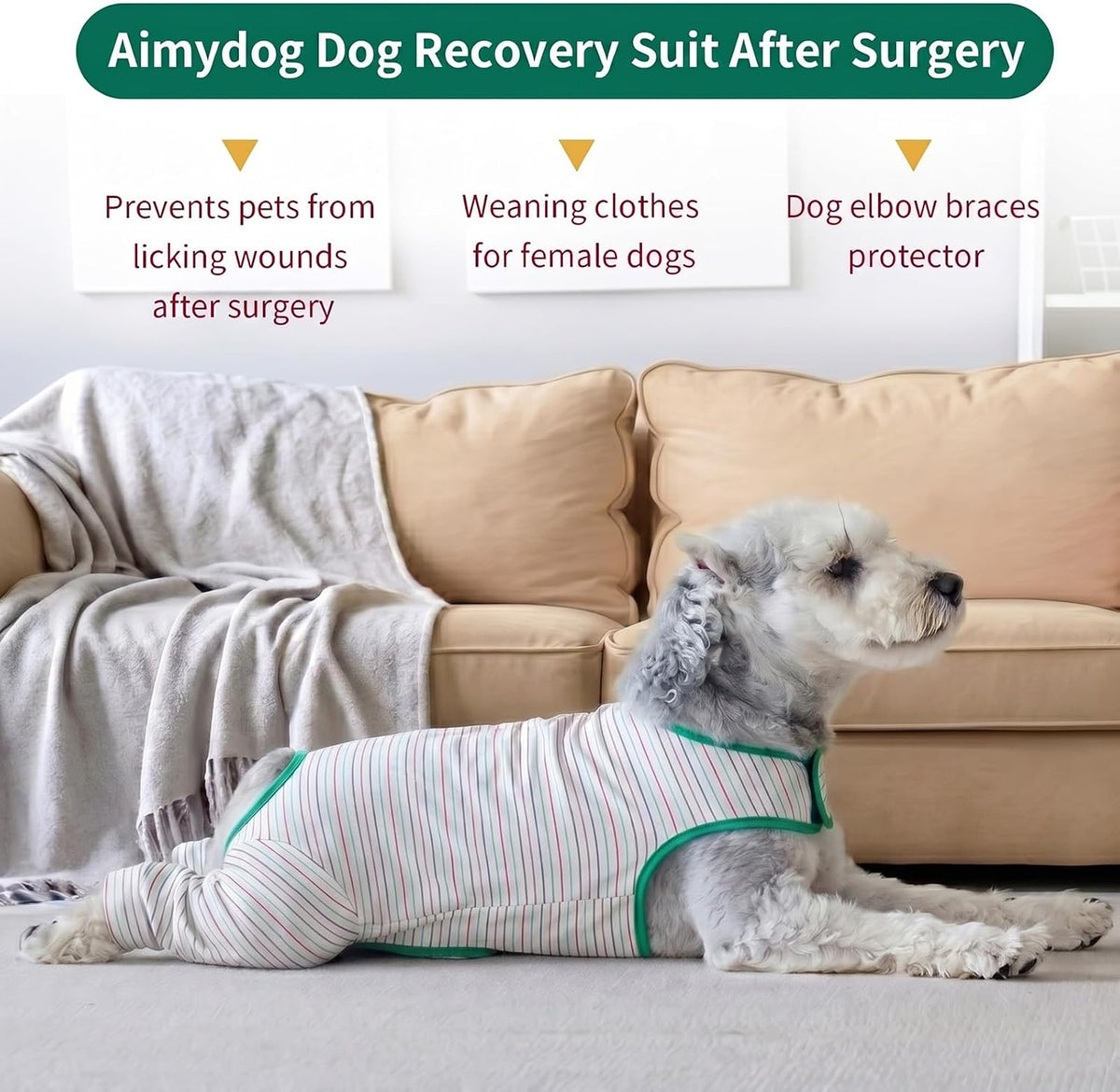 Dog Surgery Recovery Suit Female Spay Male Neuter,Lick Sleeve for Dogs Rear Leg,Breathable Dog Recovery Suit for Dogs After Surgery for Medium Large Dogs (Grey, L(Chest Girth 24.4", Back 15.7"))