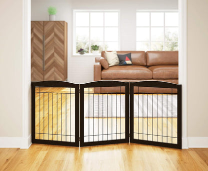 PAWLAND Extra Wide Foldable Dog gate for Doorway, Indoor, 96“ W, 30" H