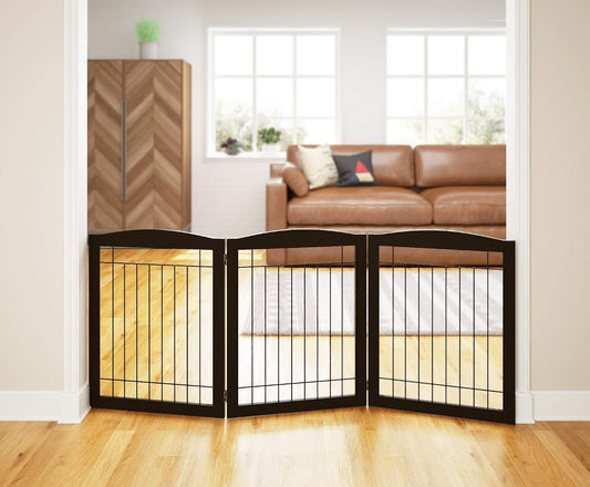 PAWLAND Extra Wide Foldable Dog gate for Doorway, Indoor, 96“ W, 30" H