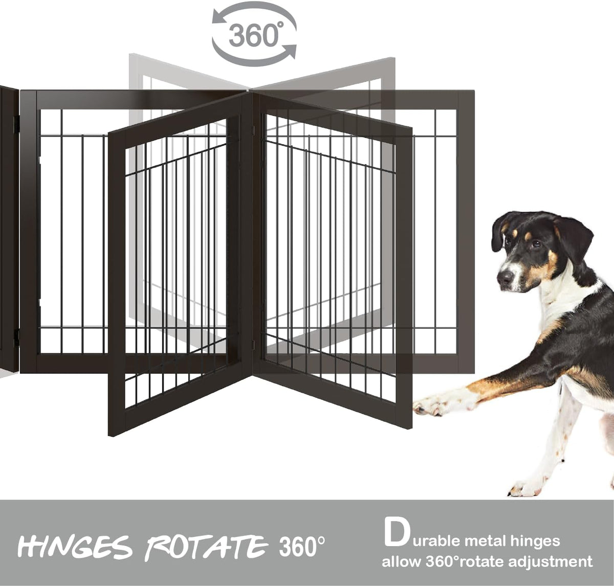 PAWLAND Extra Wide Foldable Dog gate for Doorway, Indoor, 96“ W, 30" H