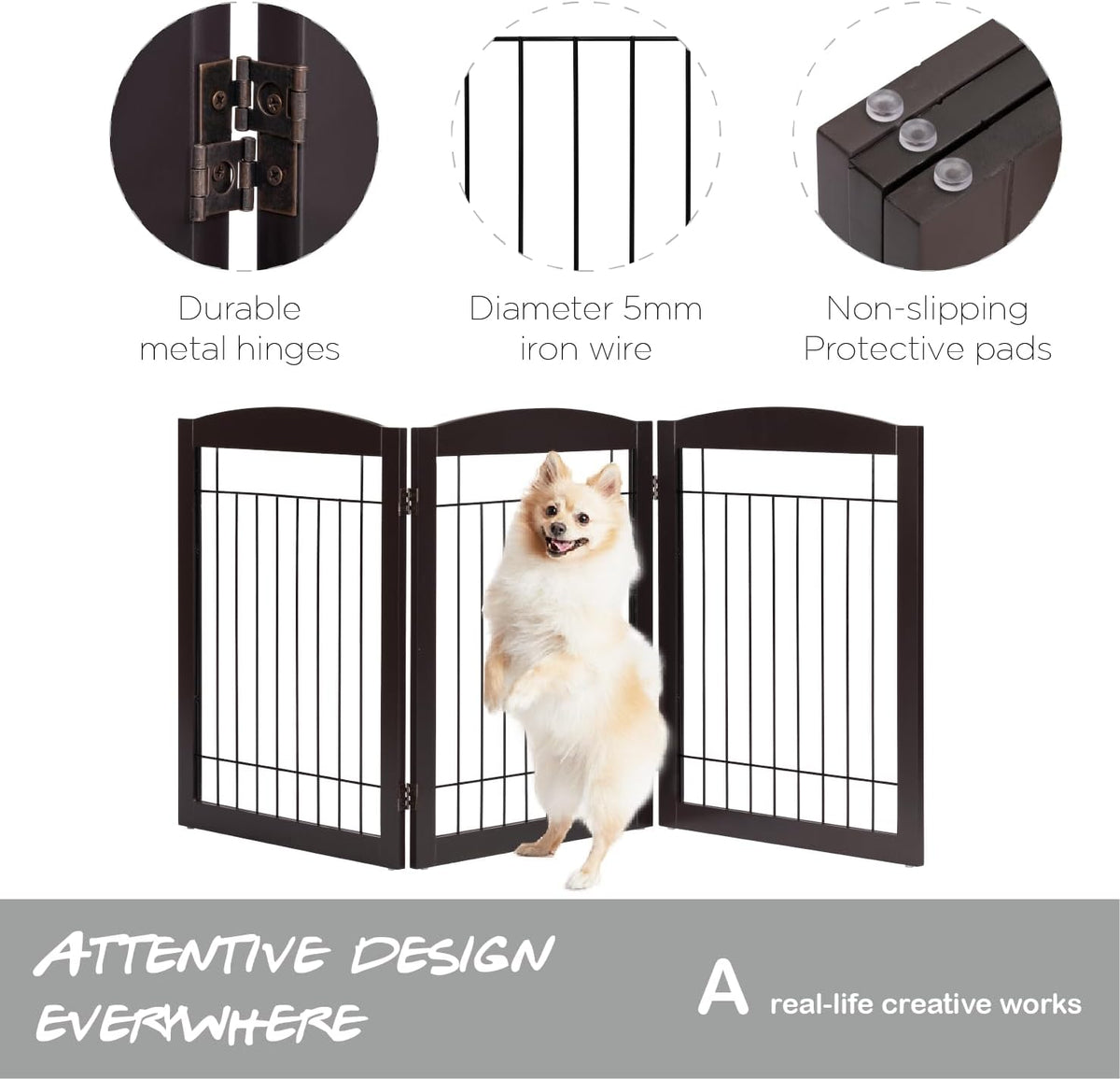 PAWLAND Extra Wide Foldable Dog gate for Doorway, Indoor, 96“ W, 30" H