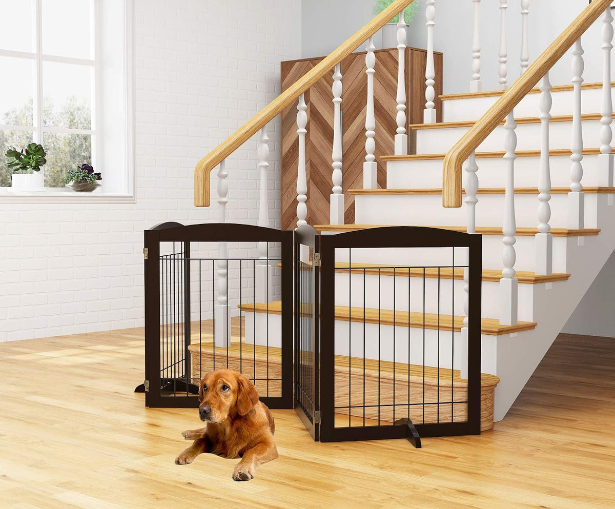 PAWLAND Extra Wide Foldable Dog gate for Doorway, Indoor, 96“ W, 30" H