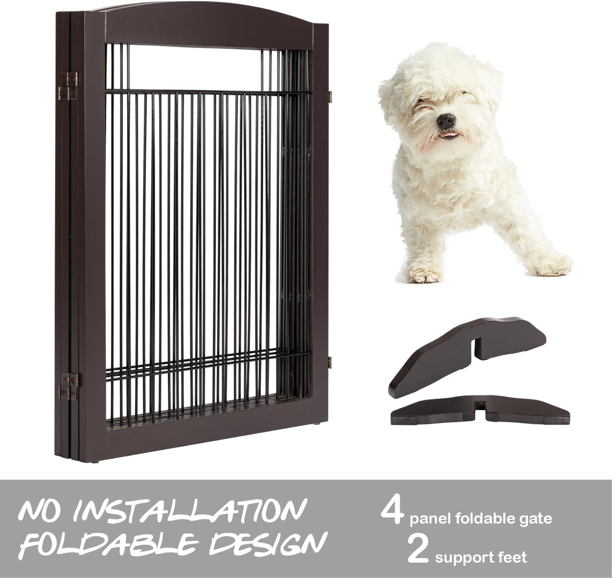 PAWLAND Extra Wide Foldable Dog gate for Doorway, Indoor, 96“ W, 30" H